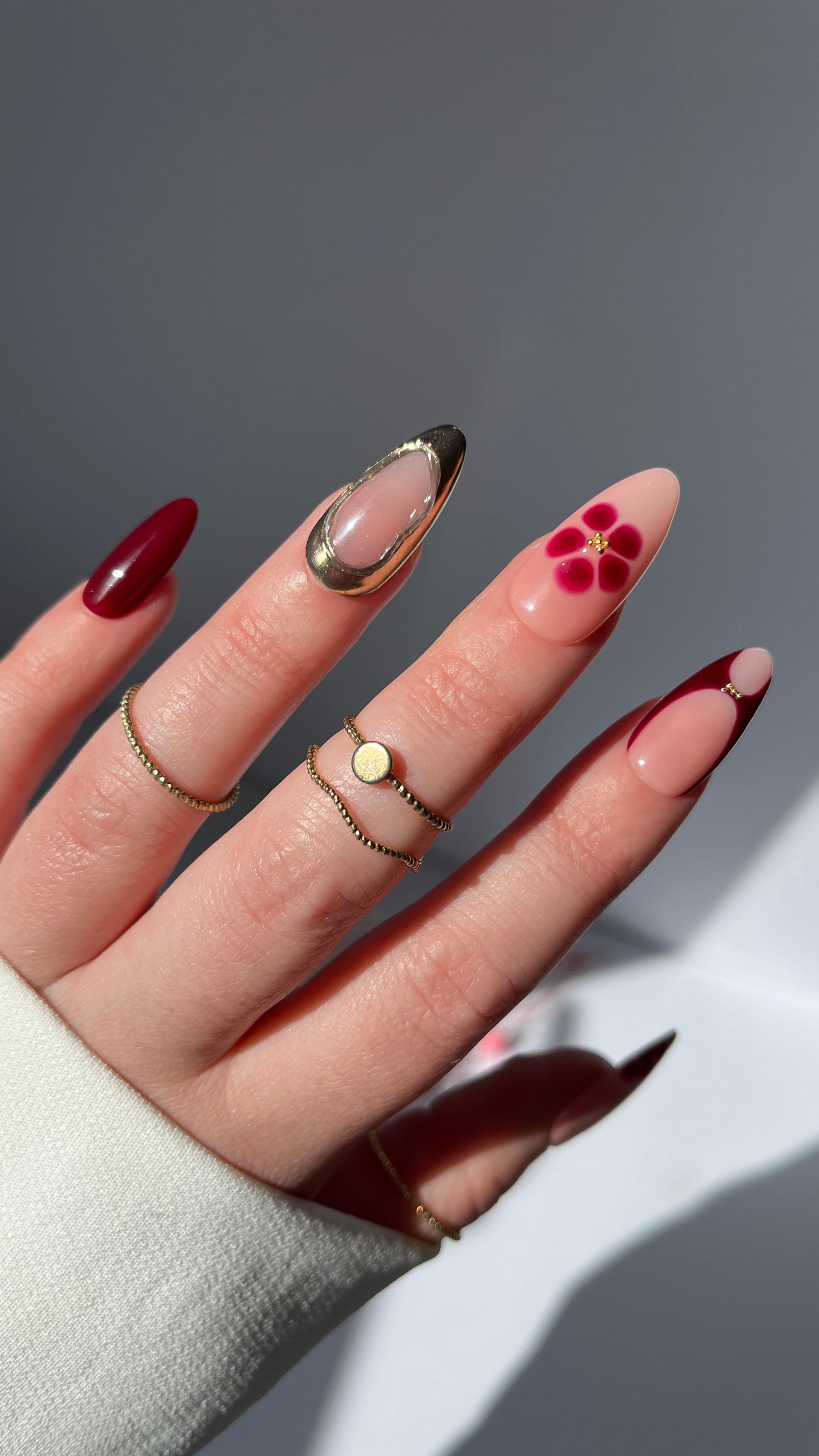 Burgundy Chic 3D Press On Nails | Luxury Custom Press on Nails