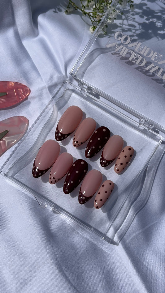 Brown and Cream Polka Dot