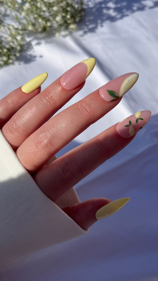 Lemon Press on Nails