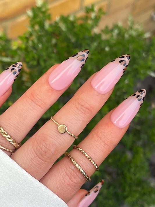 Leopard Print French | Luxury Custom Press on Nails